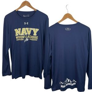 LS222 Men’s Under Armour Loose Heat Gear Navy Lacrosse More Mountains Shirt L